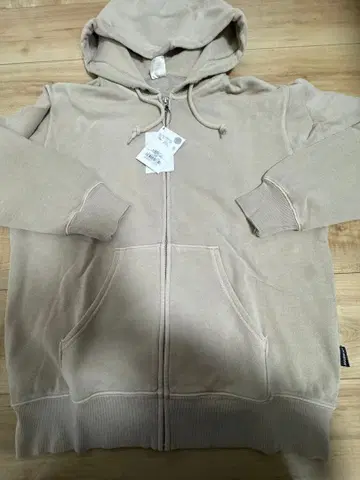 AIVREX 베이지 풀 집업 후드티 M 사이즈