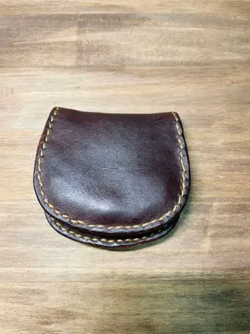 내추럴 가죽 손바느질 코인 케이스