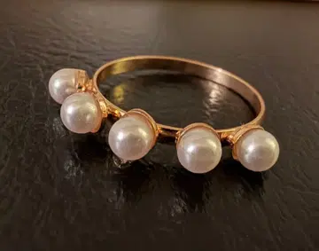 새상품 아쉬페프랑스 펄 장식 골드 컬러 뱅글 반지 18.5호