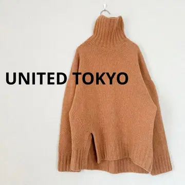 유나이티드 도쿄 캐시미어 울 터틀 니트 브라운 베이지