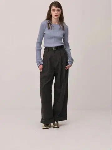 개더 커프 니트탑 (SAX)