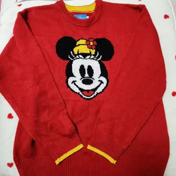 디즈니 리조트 미니 마우스 빨간색 니트 스웨터 M 사이즈