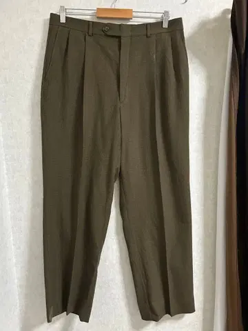 90s UNKOWN 빈티지 투 턱 슬랙스 XL 울 카키
