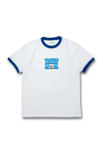 VAULTROOM 70's 로고 트리밍 티 / 화이트 x 블루