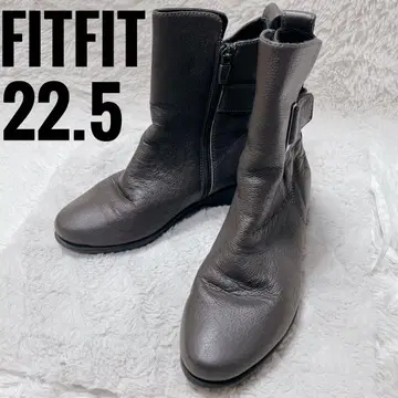 핏핏 웨지솔 리얼 가죽 베이지 숏부츠 보아