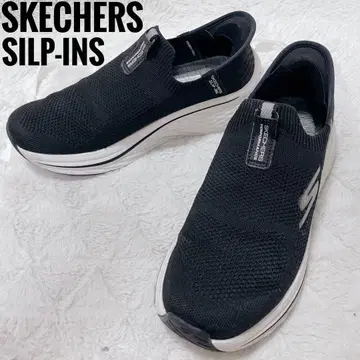스케쳐스 슬립인즈 슬립온 스니커즈 블랙 통굽