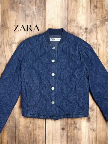 [컨디션 최상] ZARA 퀼팅 자켓 데님 블루 인기 엘레강트