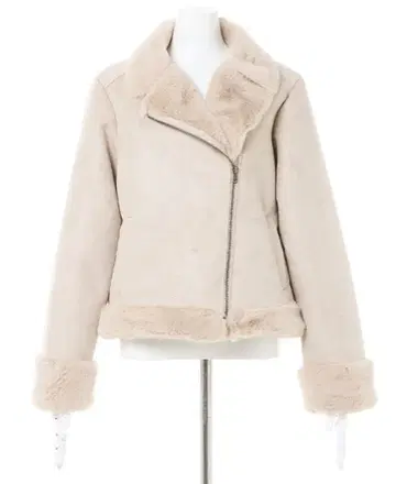 인조 가죽 무스탕 라이더 자켓 베이지