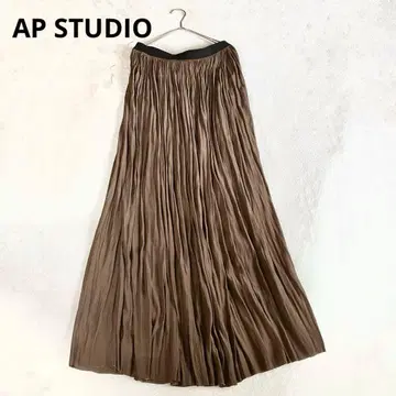 AP STUDIO 새틴 개더 스커트 플레어 스커트