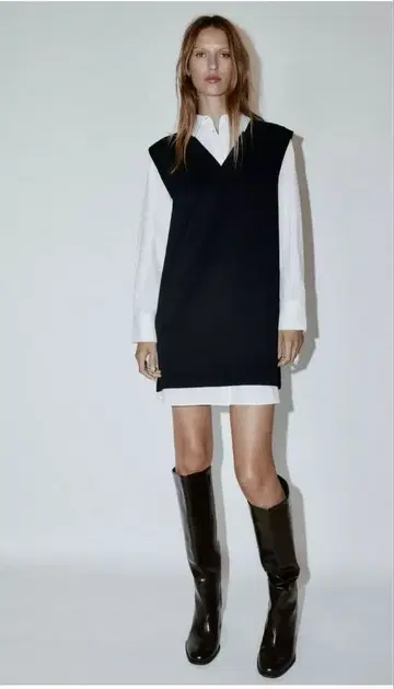 ZARA 택 포함 새상품 포플린 미니콤비 원피스