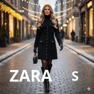 ZARA 트위드 원피스 블랙 S사이즈 골드 버튼 4포켓