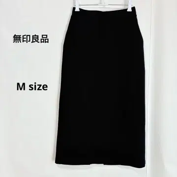 무인양품 MUJI 내로우 스커트 M 블랙 백 슬릿 심플 무지