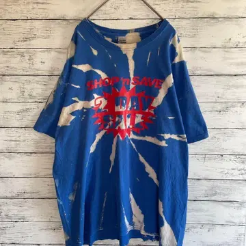 구제 의류 길단 T셔츠 타이다이 SALE 프린트 빅 사이즈 블루 XL