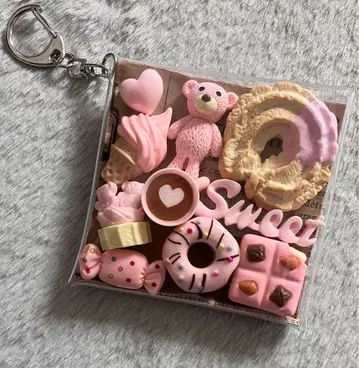 가챠 파우치 [ 핑크 곰돌이 쿠키 디저트 핑크 계열 ]