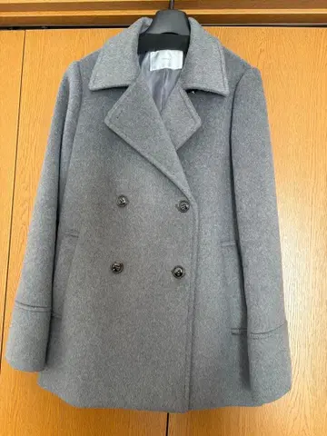 그레이 울 혼방 피 코트