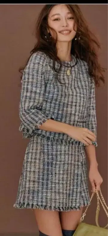 마이 스트라다 블루 계열 트위드 셋업 M 사이즈