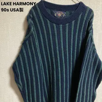 90s USA LAKE HARMONY 3D 코튼 니트 스트라이프