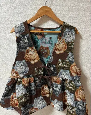 고양이 패턴 플레어 뷔스티에