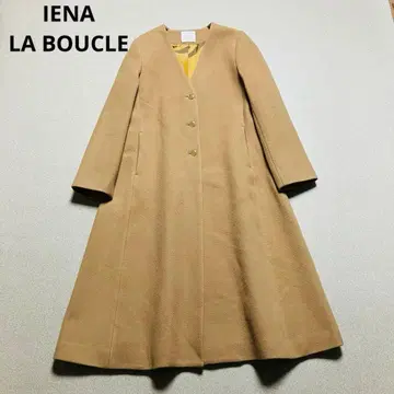 IENA LA BOUCLE 모사 V넥 플레어 코트 카멜 이에나