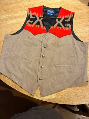 PENDLETON 데님 울 베스트 모카 브라운 USA 80s