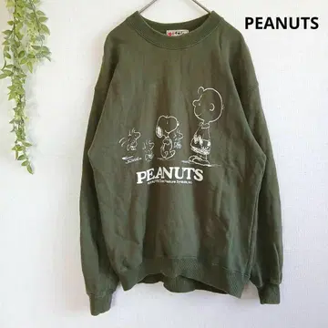 피넛 스누피 프린트 맨투맨 캐주얼 M 카키 트레이닝복