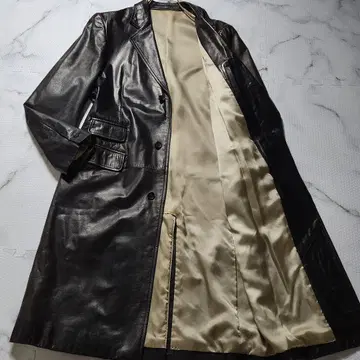 구하기 어려움 폴스미스 체스터 코트 소가죽 카우 가죽 롱 기장 블랙