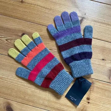 폴스미스 컬러풀 스트라이프 장갑 울 혼방