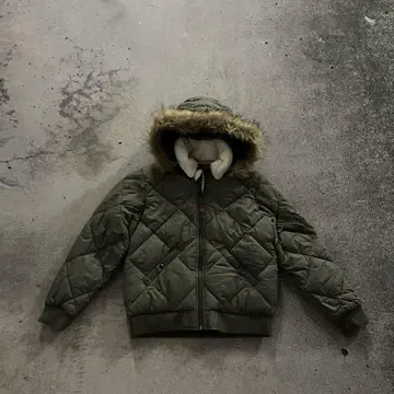 GAP 카키 다운 자켓 퍼 y2k 헤이세이 갸루 쇼트 기장