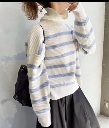 Spick & Span 보더 니트 하이넥 풀오버