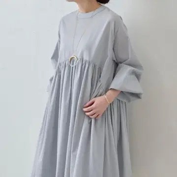 정가 약 2만 엔 비어즐리 개더 튜닉 긴팔 코튼 100% F