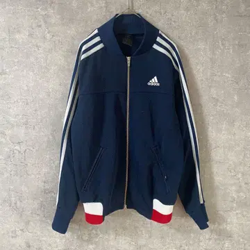 adidas 패턴 트랙 자켓 스트라이프 라인 M 사이즈 네이비