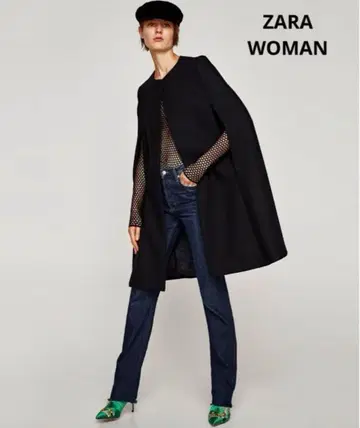 컨디션 최상 ZARA WOMAN 울 케이프 코트