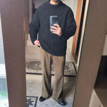 스티븐 앨런 울 100% 니트 블랙 L