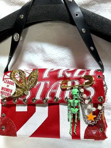 guri guri 유니크한 스트라이프 디자인의 핸드백 개성있는 새상품급