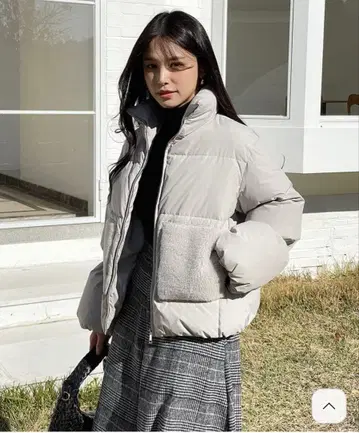 미사용 보아 포켓 라이트 그레이 숏 다운 자켓