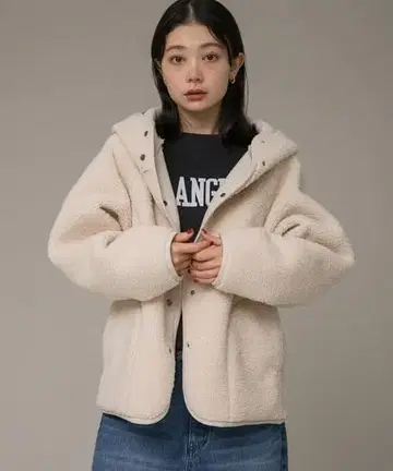 플리스 후드 자켓 리버서블