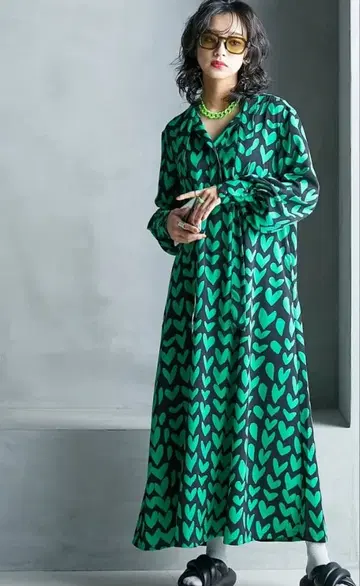 빅 사이즈 원피스 하트 무늬