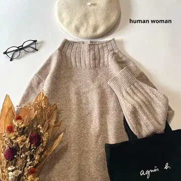 b1736* 휴먼 우먼 오프 터틀 울 니트 풀오버