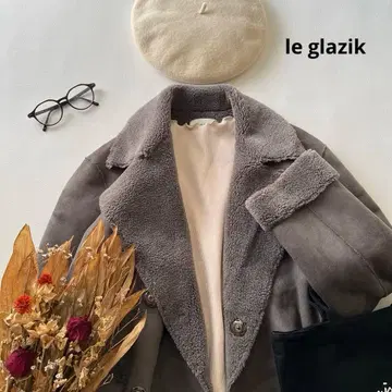 a1747* 르그라지크 페이크 무스탕 체스터 코트 보아 안감