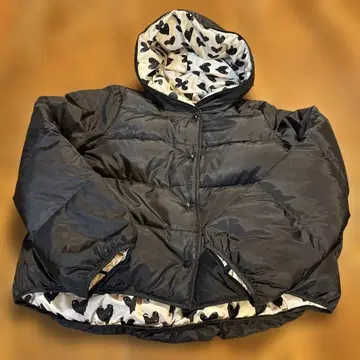 [ 새상품급 ] To b 블랙 다운 자켓 하트 무늬 리버서블