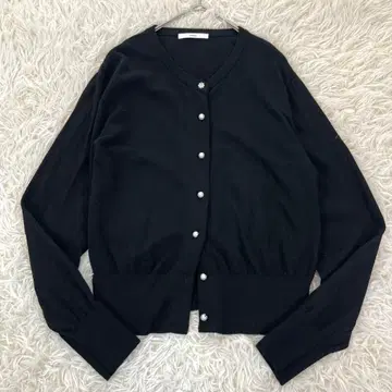 인덱스 꽃 펄 버튼 울 가디건 블랙 겉옷