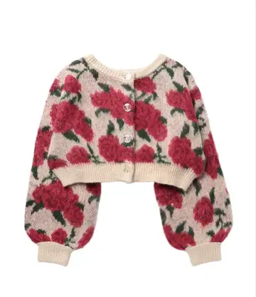 jouetie 패턴 2way 가디건 로즈 자카드 니트