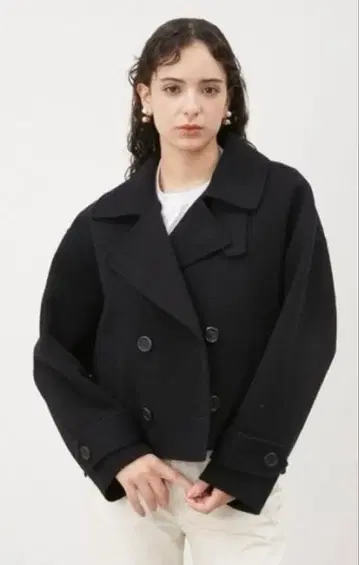 Mila Owen 미라 오웬 리버 더블 코트 숏 기장 아우터 블랙