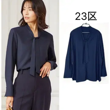 23구 빅 사이즈 [세탁 가능] 조젯 리본 블라우스