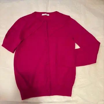 liriito 긴팔 가디건 라즈베리색 싸개 단추 미사용