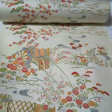 [ 미사용 ] 여성용 기모노 옷감 옅은 옐로우 컬러