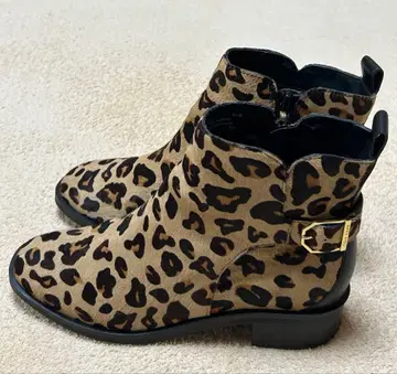 콜한 레오파드 무늬 송치 숏부츠 발수