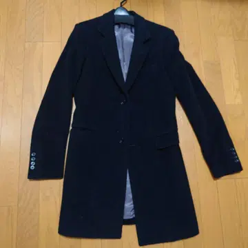 블랙 체스터 코트 울 혼방