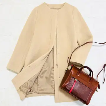 INDIVI 노카라 롱 코트 알파카 울 베이지 36 인디비