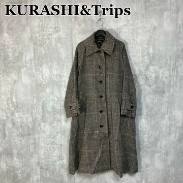 북유럽 생활 잡화점 가볍게 흔들리는 울 롱 코트 M 글렌체크